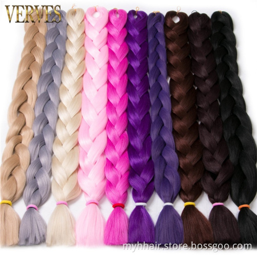 10 Piece Braiding Hair one piece Long Synthetic Heat Fiber braid 165g/piece pure color crochet Jumbo Braid Hair Extensions